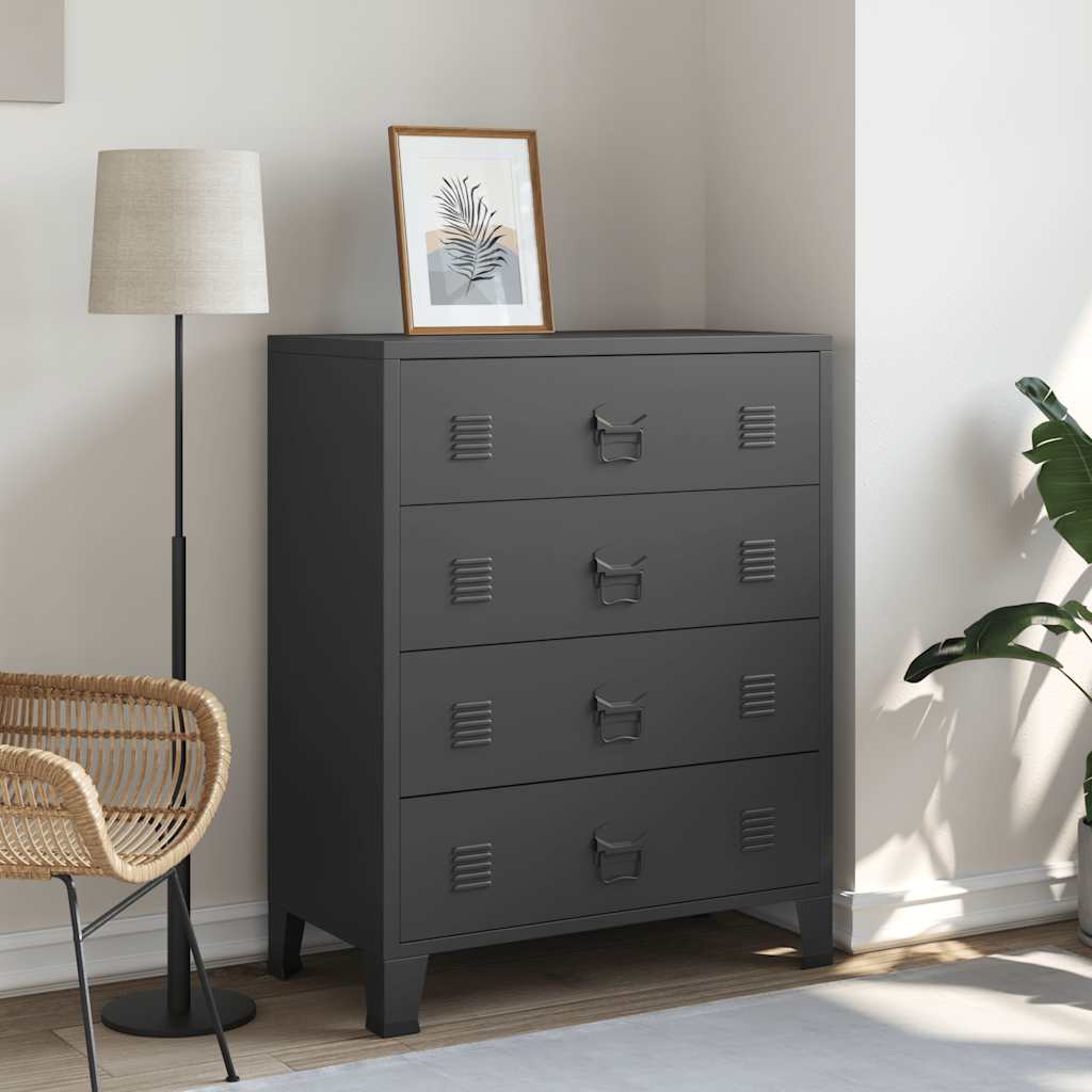 Chest of Drawers Metal Industrial Style 78x40x93 cm Black vidaXL