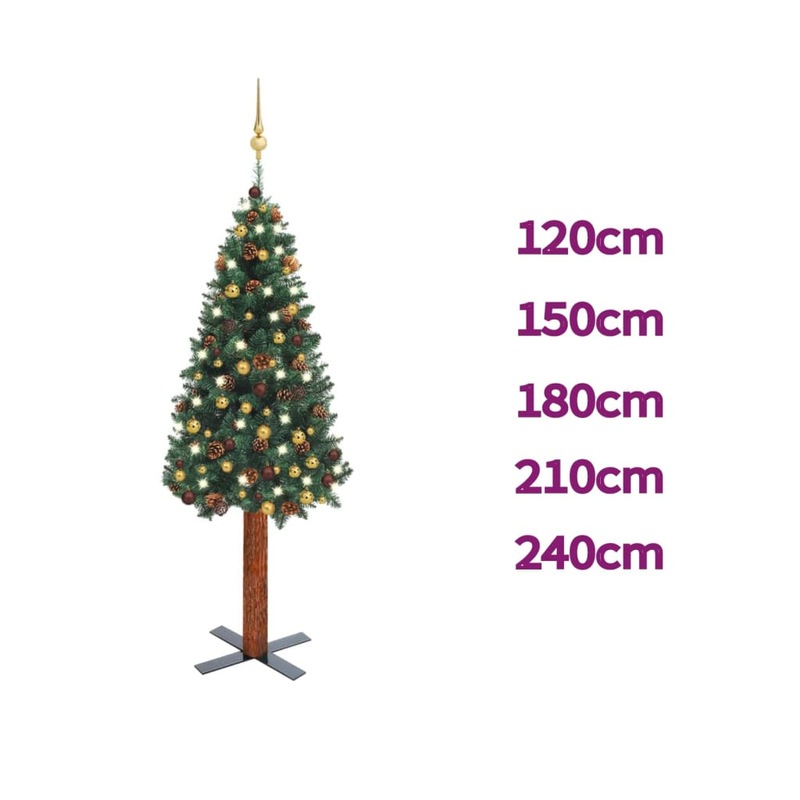 Buy Slim Christmas Tree with LEDs&Ball Set 210 cm Xmas Decor Multi