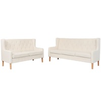 Sofa Set 2 Pieces Fabric Cream White vidaXL