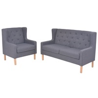 Sofa Set 2 Pieces Fabric Grey vidaXL