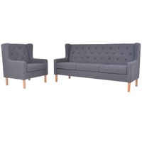 Sofa Set 2 Pieces Fabric Grey vidaXL
