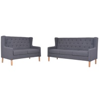 Sofa Set 2 Pieces Fabric Grey vidaXL