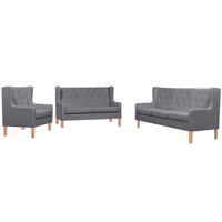 Sofa Set 3 Pieces Fabric Grey vidaXL