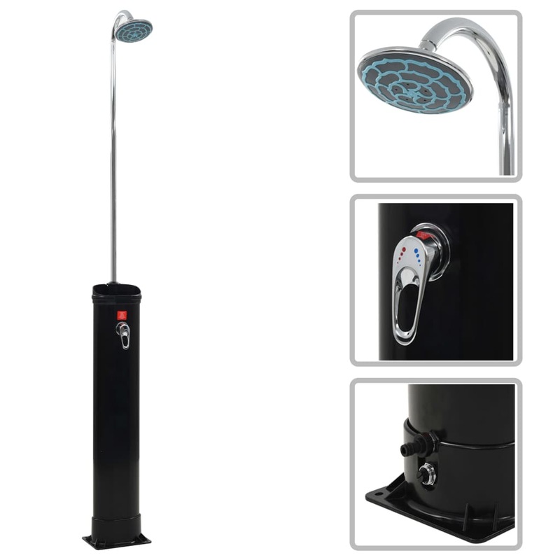 vidaXL Solar Shower Black 214cm 18L Temperature Adjustable Outdoor Pool