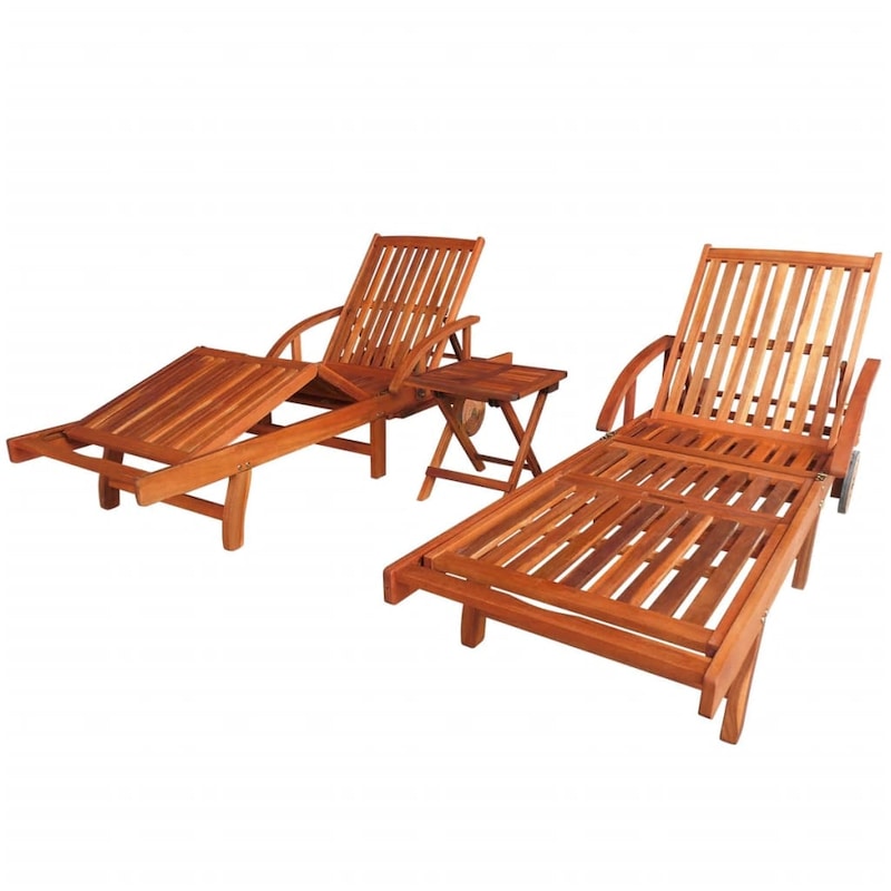 Buy Sun Loungers 2 pcs with Table Solid Acacia Wood - MyDeal