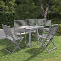 4 Piece Bistro Set Solid Acacia Wood Grey vidaXL
