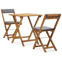3 Piece Folding Bistro Set with Cushions Solid Acacia Wood vidaXL