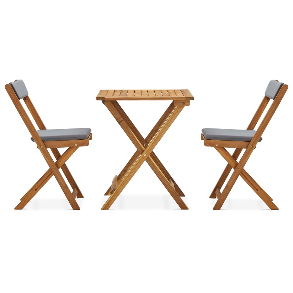 Buy 3 Piece Folding Bistro Set With Cushions Solid Acacia Wood MyDeal   Vidaxl Solid Acacia Wood Folding Bistro Set With Cushions 3 Piece Furniture 3296113 01 