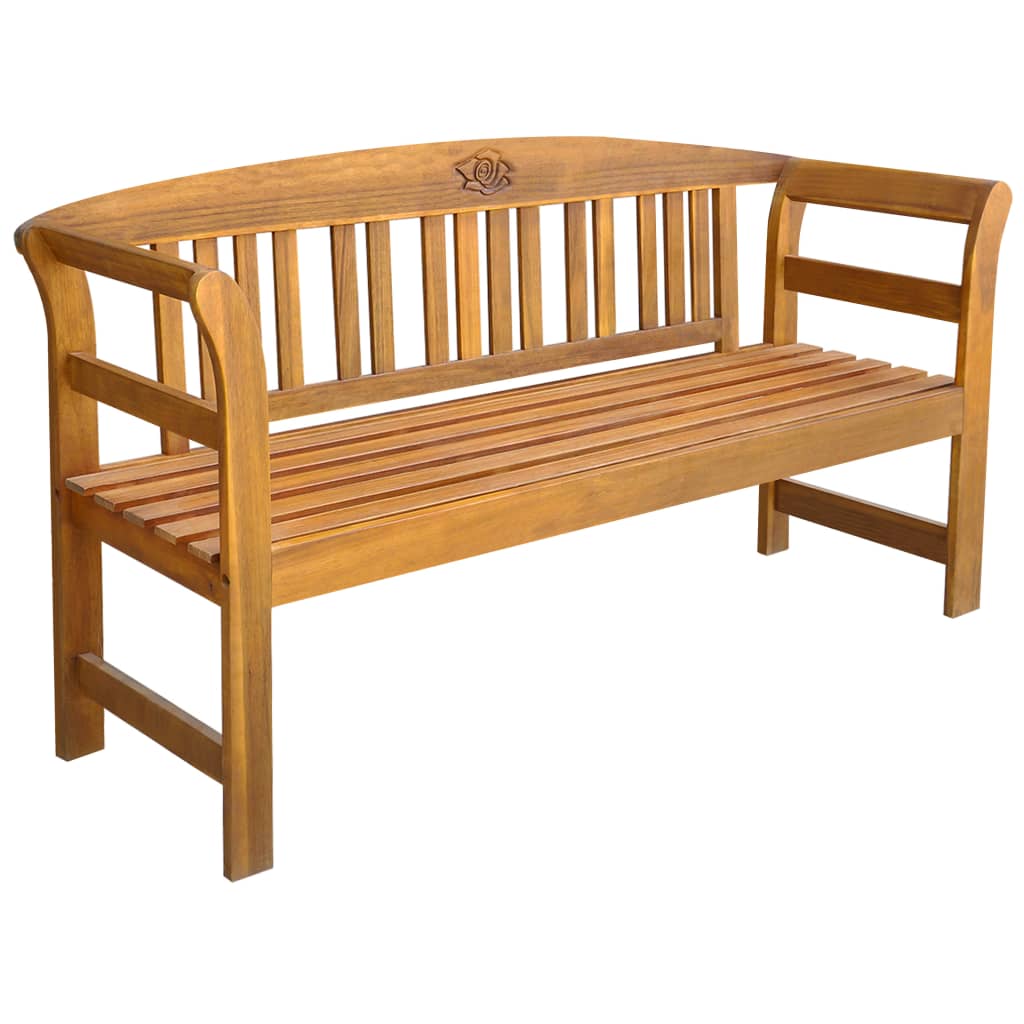 Solid Acacia Wood Garden Bench 157cm Weather Resistant Lounge Seat