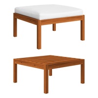 Garden Footstool with Cushion Solid Acacia Wood vidaXL
