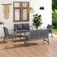 5 Piece Garden Lounge Set with Cushion Solid Acacia Wood Grey vidaXL