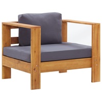 Garden Sofa Chair with Cushion Dark Grey Solid Acacia Wood vidaXL