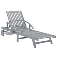 Garden Sun Lounger Grey Solid Acacia Wood vidaXL