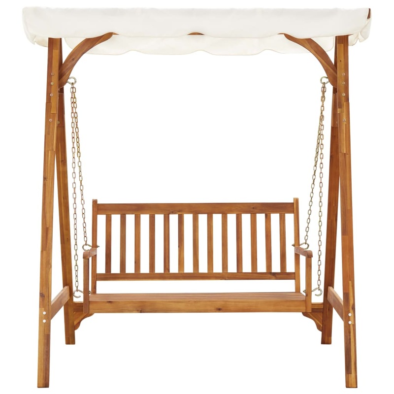 Garden Swing Bench with Canopy Solid Acacia Wood MyDeal