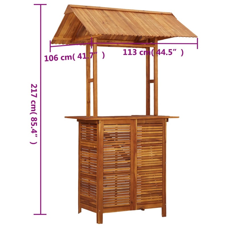 Buy Outdoor Bar Table with Rooftop 122x106x217 cm Solid Acacia Wood