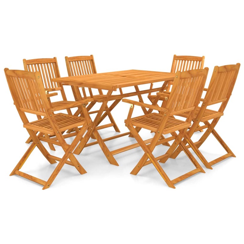 Buy 7 Piece Folding Outdoor Dining Set Solid Acacia Wood vidaXL MyDeal