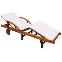 Sun Lounger with Cushion Solid Acacia Wood vidaXL