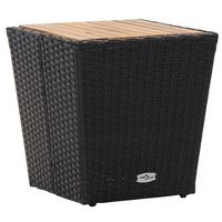 Tea Table Black 41.5x41.5x43 cm Poly Rattan and Solid Acacia Wood vidaXL