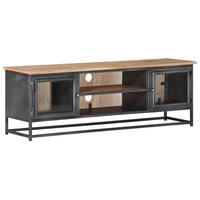 TV Cabinet Grey 120x30x40 cm Solid Acacia Wood and Steel vidaXL