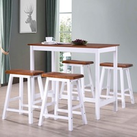 Bar Table and Stool Set 5 Pieces Solid Wood vidaXL