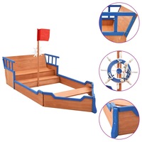 Sandbox Pirate Ship Firwood 190x94.5x101 cm vidaXL
