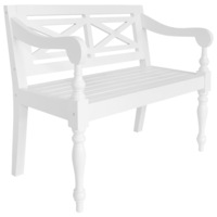 Batavia Bench 98 cm Solid Mahogany Wood White vidaXL