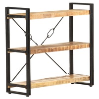 3-Tier Bookcase 90x30x80 cm Solid Mango Wood vidaXL