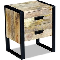 Side Table with 2 Drawers Solid Mango Wood 43x33x51 cm vidaXL
