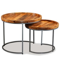 Side Table Set 2 Pieces Solid Mango Wood vidaXL