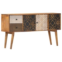 Sideboard with Printed Pattern 130x30x70 cm Solid Mango Wood vidaXL