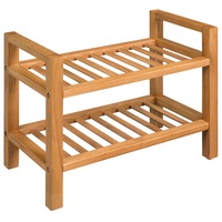 Shoe Rack with 2 Shelves 50x27x40 cm Solid Oak Wood vidaXL