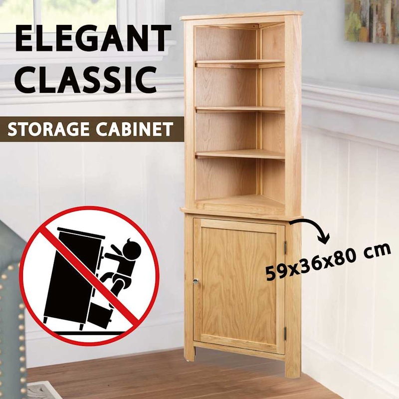 Corner 59x36x180 cm Solid Oak Wood MyDeal