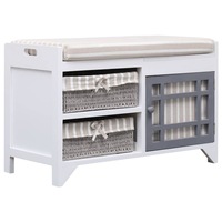 Hall Bench White 70x33.5x45 cm Paulownia Wood vidaXL