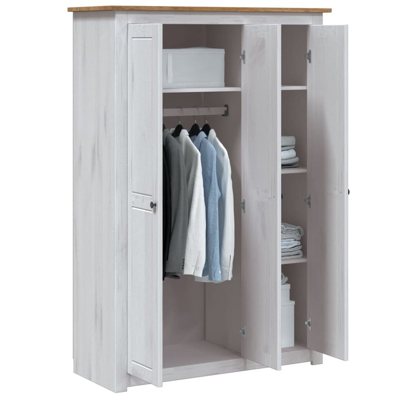 Buy 3-Door Wardrobe White 118x50x171.5 cm Pine Panama Range - MyDeal