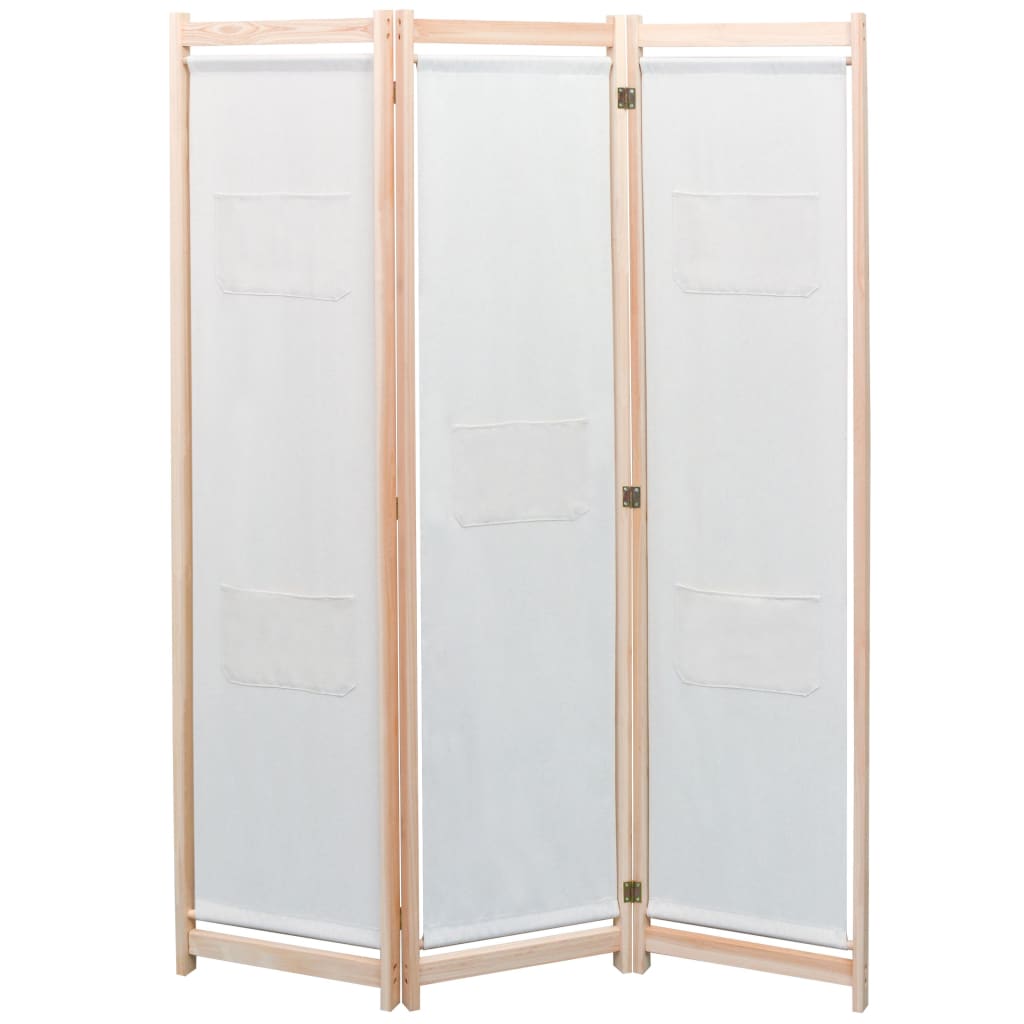 3-Panel Room Divider Cream 120x170x4 cm Fabric vidaXL