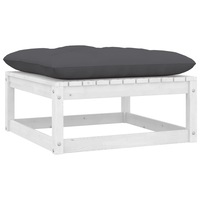Garden Footstool with Cushion White Solid Pinewood vidaXL