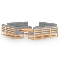 13 Piece Garden Lounge Set with Cushions Solid Pinewood vidaXL