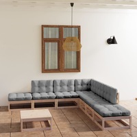 8 Piece Garden Lounge Set with Cushions Solid Pinewood vidaXL