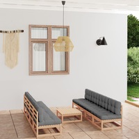 9 Piece Garden Lounge Set with Cushions Solid Pinewood vidaXL