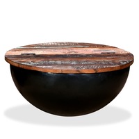 Coffee Table Solid Reclaimed Wood Black Bowl Shape vidaXL