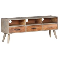 TV Cabinet Grey 130x35x51 cm Solid Rough Mango Wood vidaXL