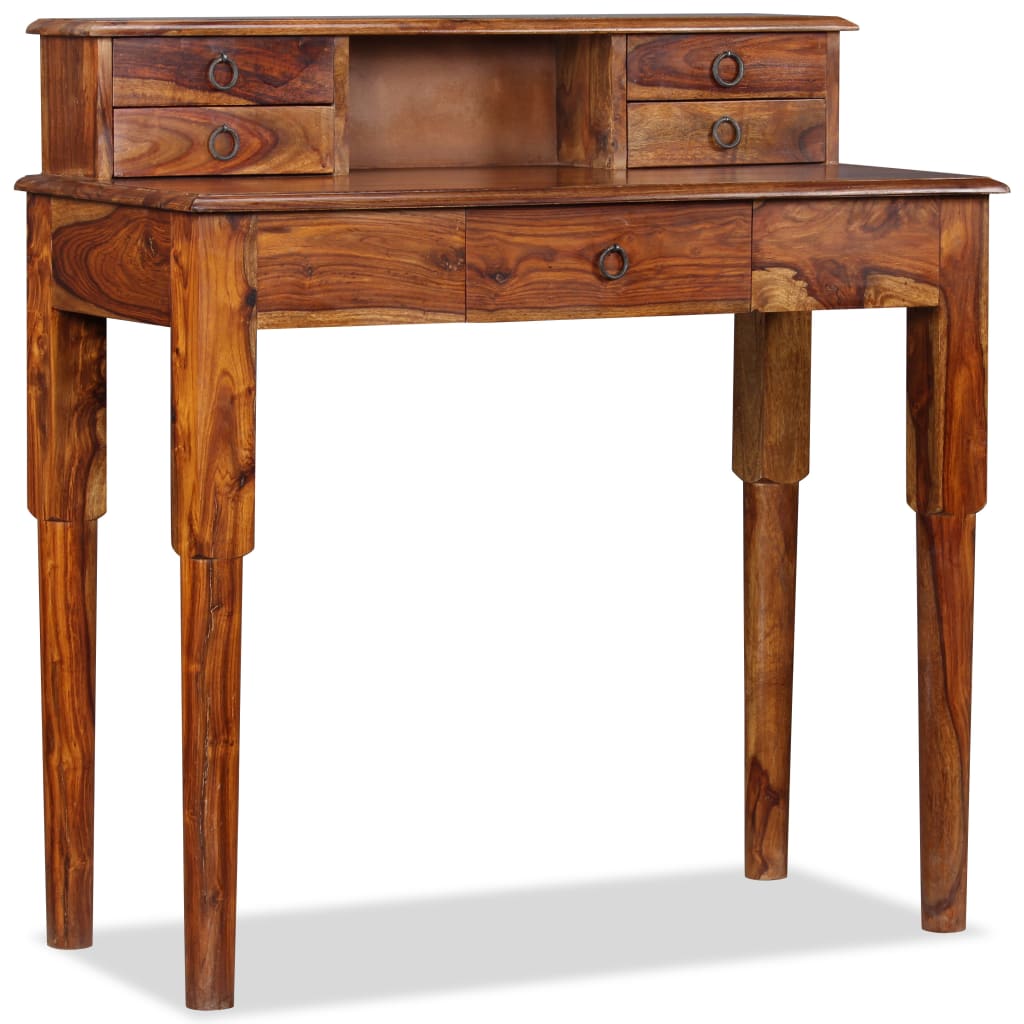 Buy Solid Sheesham Wood Writing Desk With 5 Drawers 90x40x90cm Study ...