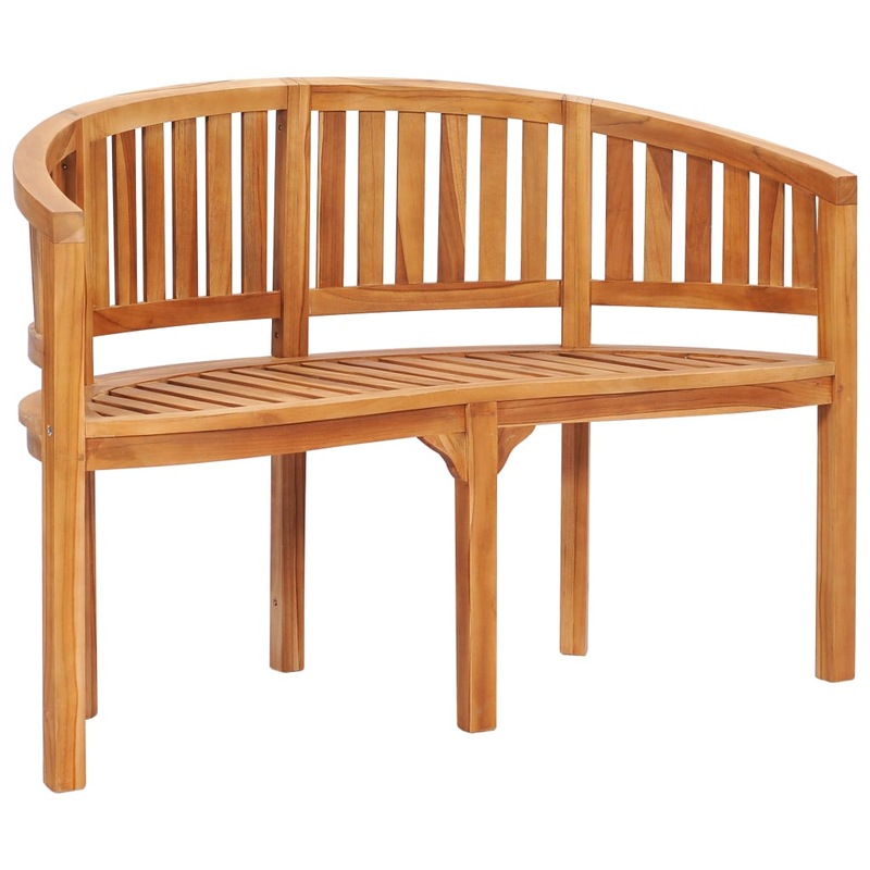 vidaXL Solid Teak Wood Banana Bench 120cm Garden Wooden Seating ...