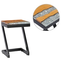 Coffee Table 30x30x50 cm Solid Teak Wood and Polyresin vidaXL