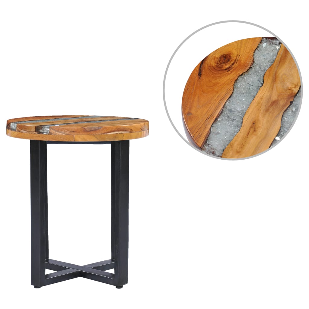 Coffee Table 40x45 cm Solid Teak Wood and Polyresin vidaXL