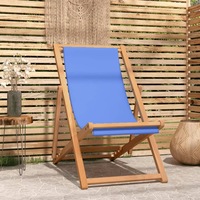 Deck Chair Teak 56x105x96 cm Blue vidaXL
