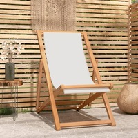 Deck Chair Teak 56x105x96 cm Cream vidaXL