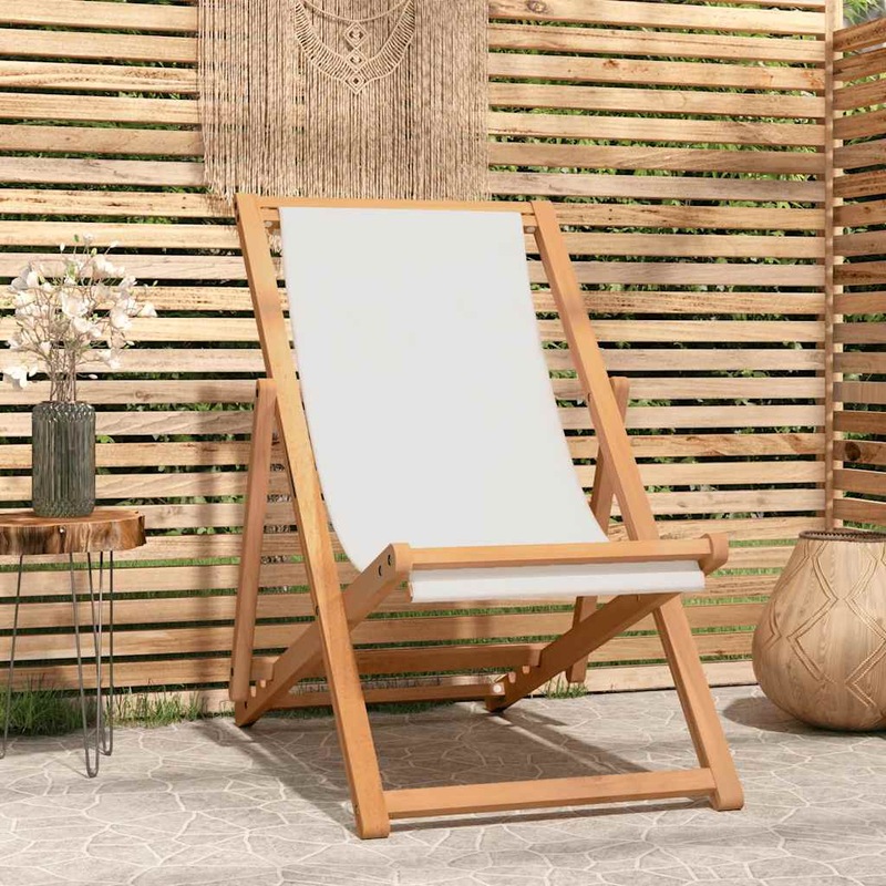 Buy Deck Chair Teak 56x105x96 cm Cream MyDeal