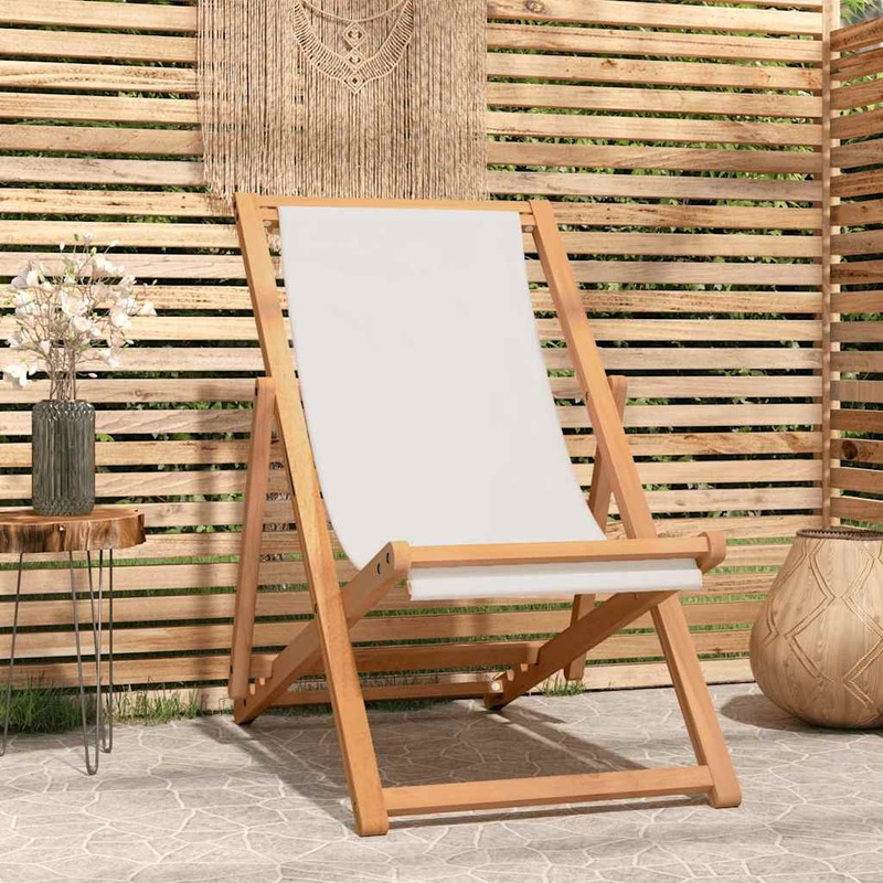 Buy Deck Chair Teak 56x105x96 cm Cream MyDeal