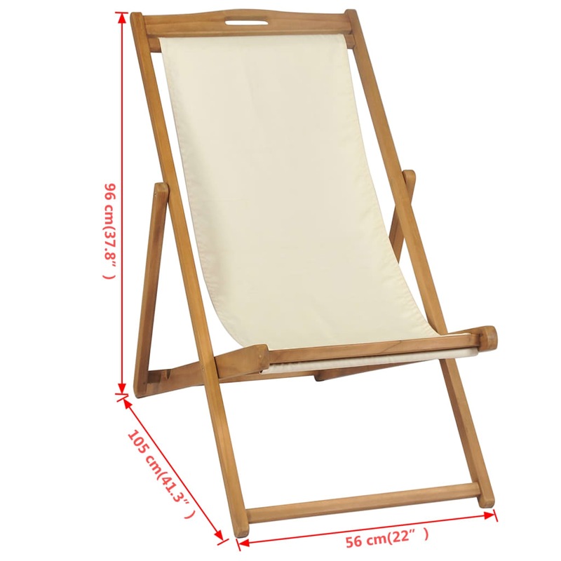 Buy Deck Chair Teak 56x105x96 cm Cream MyDeal